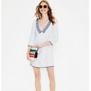 NWT BODEN Rosanna Dress Tunic Coverup Embroidery Eyelet Scallop Blue White 12